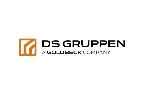 DS Gruppen logo with gold and black elements; 