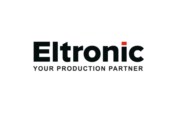 Eltronic logo with black text on white background and a red dot over the 'i'. Underneath is 'YOUR PRODUCTION PARTNER'.
