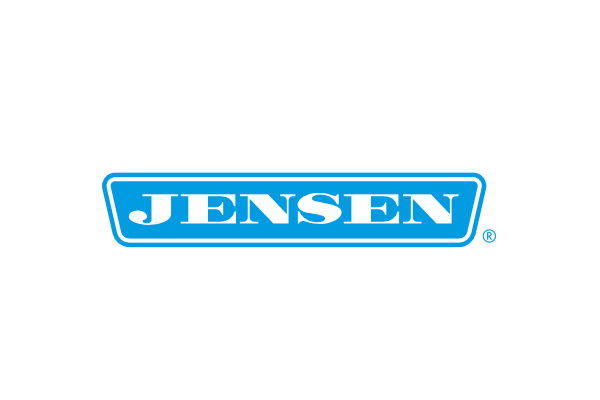 Jensen logo in blue and white, with the word 
