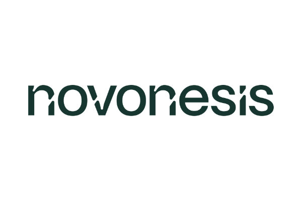 Novonesis logo in dark green text on a white background.