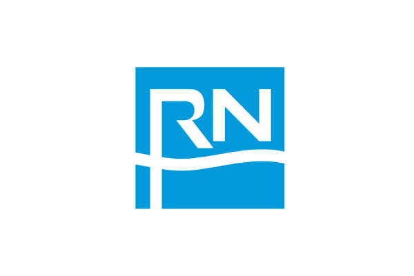 Blue square logo with white 