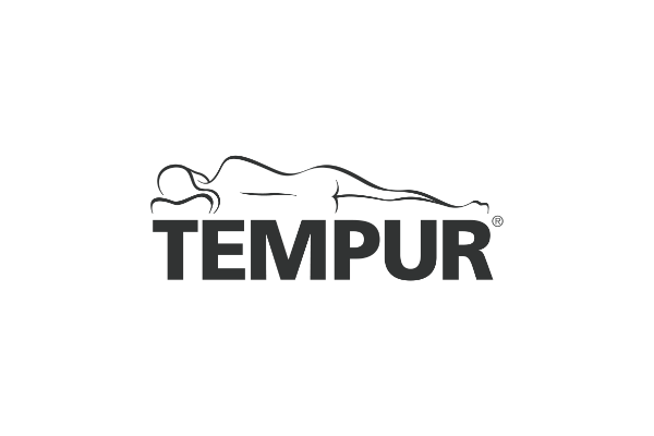 TEMPUR® logo with silhouette of a person lying down.
