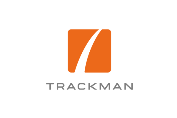 Orange square with a white curved line, the word 