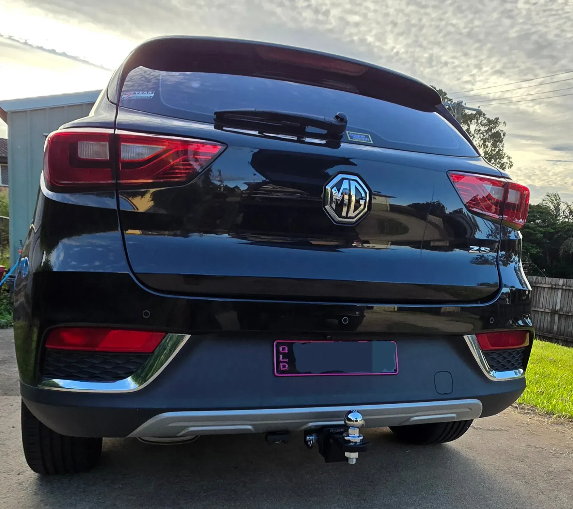 Black Mg Zs Suv From the Rear With Tow Hitch, Queensland License Plate — Hinterland Towbars in Southside, QLD