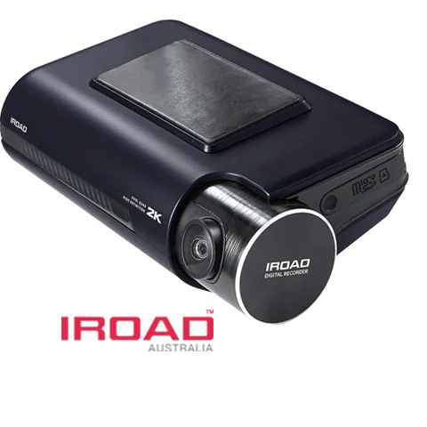 Black Iroad Dash Camera With Silver Lens And Solar Panel Top, Shown On White Background — Hinterland Towbars in Southside, QLD