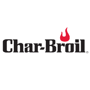 The logo for char broil is black and red with a red flame.