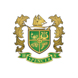 A green and gold coat of arms with the name spencer on it