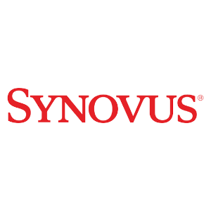 A red logo for synovus on a white background