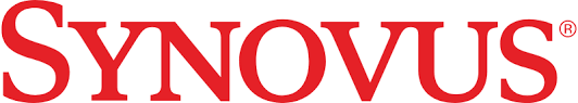 A red logo for synovus on a white background