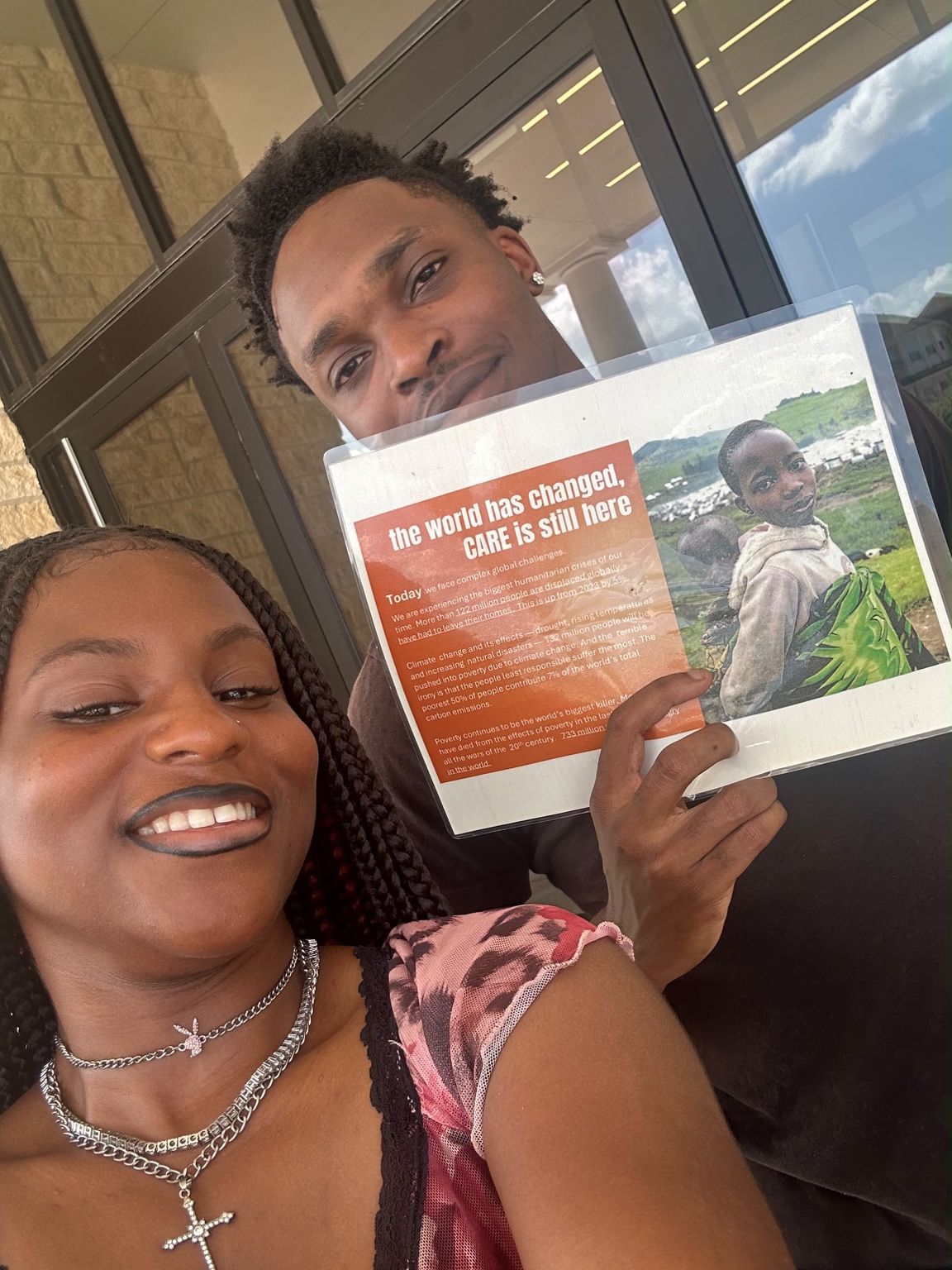 Uptown Connect team sharing information about CARE’s mission