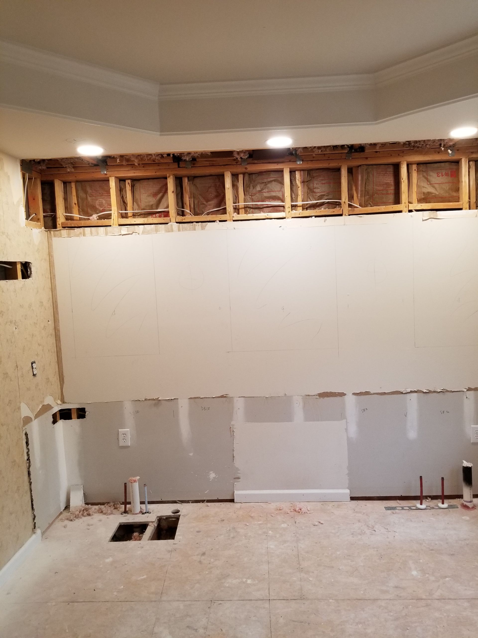 There is a hole in the wall in the middle of the room.