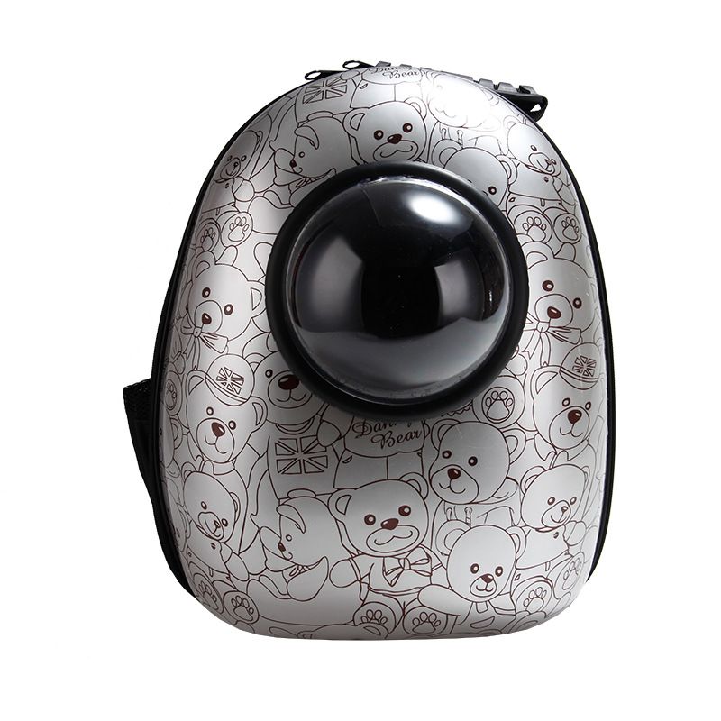 Silver with Stenciled Bears Breathable Pet Carrier