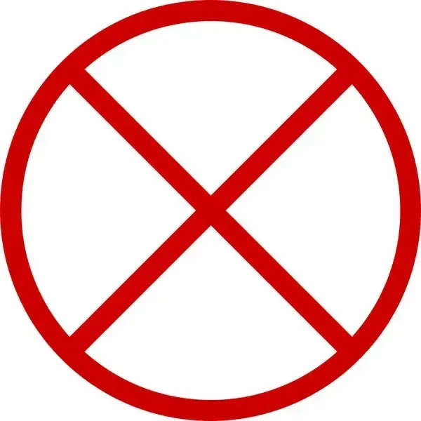 A red circle with a red 'X' inside it, indicating a prohibition or