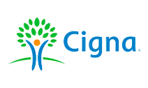 The cigna logo has a tree and a person in it.