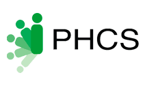 The phcs logo is a green and black logo with a person in the middle.