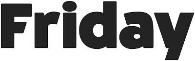 The word friday is written in black letters on a white background.