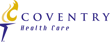 A logo for coventry health care with a torch on it