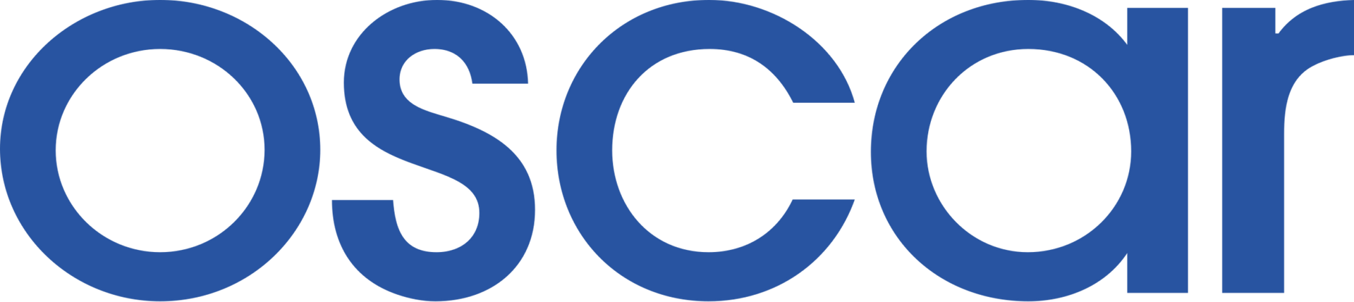 A blue oscar logo on a white background
