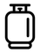A black and white icon of a gas cylinder on a white background.