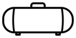 A black and white drawing of a gas tank with a handle.