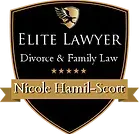 Elite Lawyer Divorce & Family Law badge with Nicole Hamil-Scott name on gold ribbon
