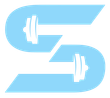 A blue letter s with two dumbbells inside of it. Shredify logo