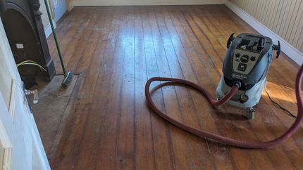 Wood Floor Being Sanded With a Drum Sander — The Good Wood Polished Timber Floors in Highfields, QLD