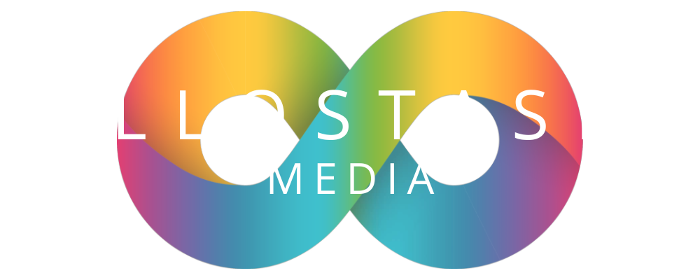 A logo for lloyd 's media with a rainbow colored infinity symbol