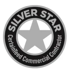 Silver Star Certified Commercial Contractor circular logo with gray star and black border