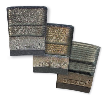 Three metallic, layered wear plates with the