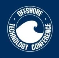 Offshore Technology Conference logo: white wave in a blue circle with