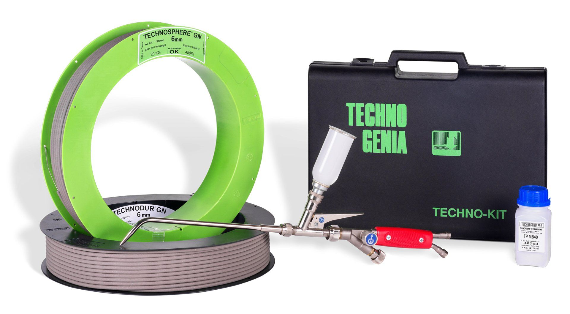 A black briefcase with techno bella written on it