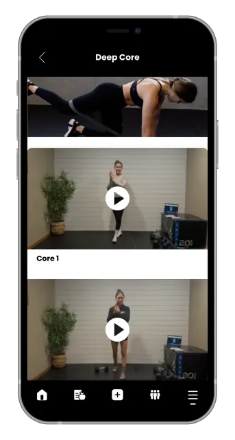 Mobile app interface showing a list of recipes with photos, titles, and nutritional information.
