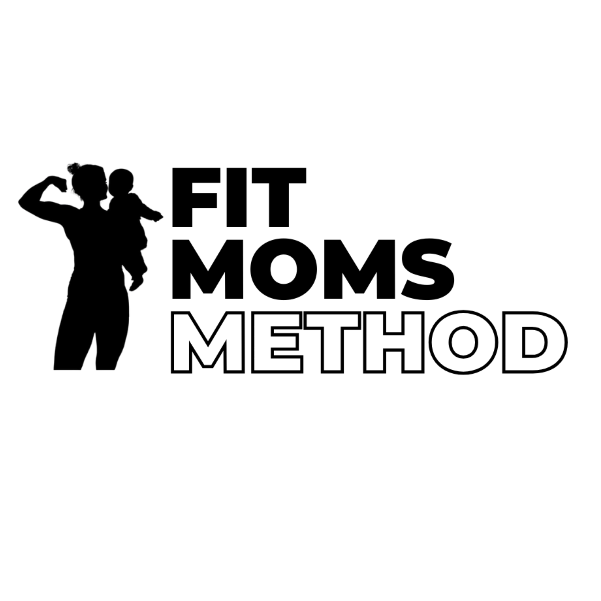 A black silhouette of a person holding a baby, next to the text