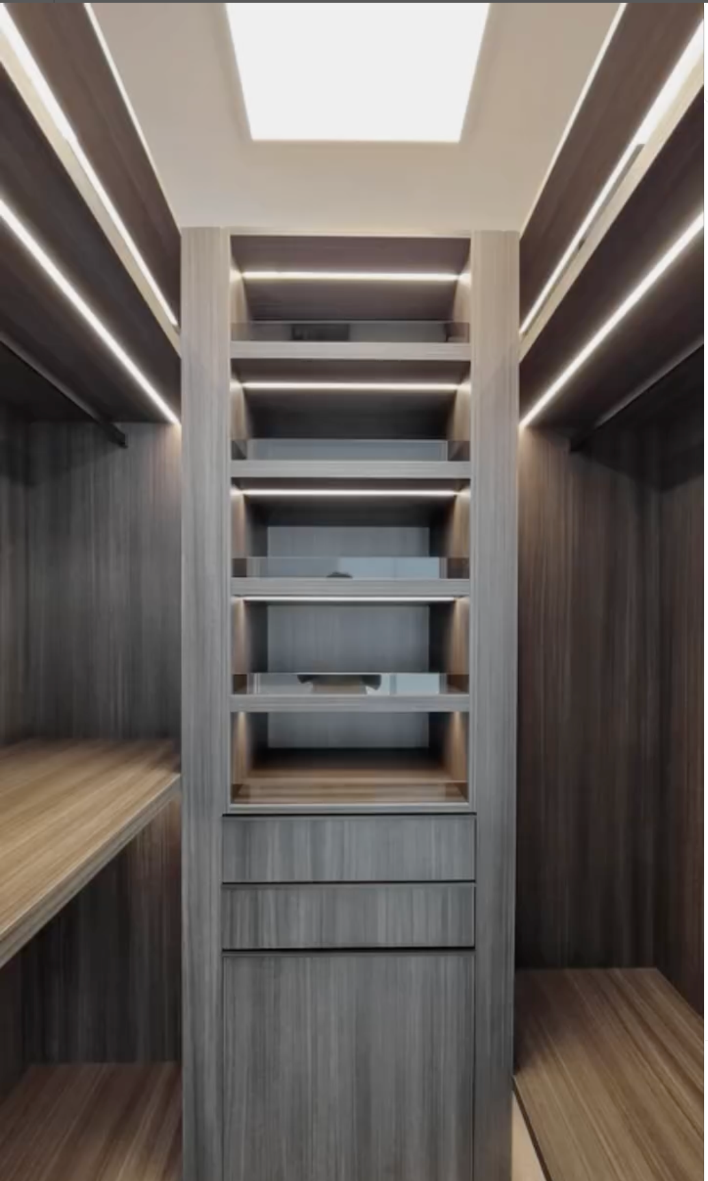 the interior of a custom closet
