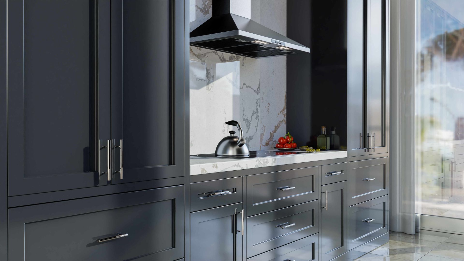Kitchen cabinets in mid-installation