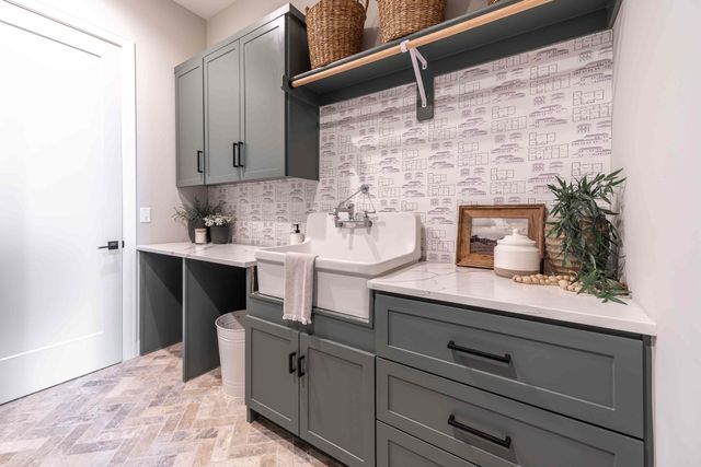 Grey colored bathroom cabinetry in Sarasota, Florida