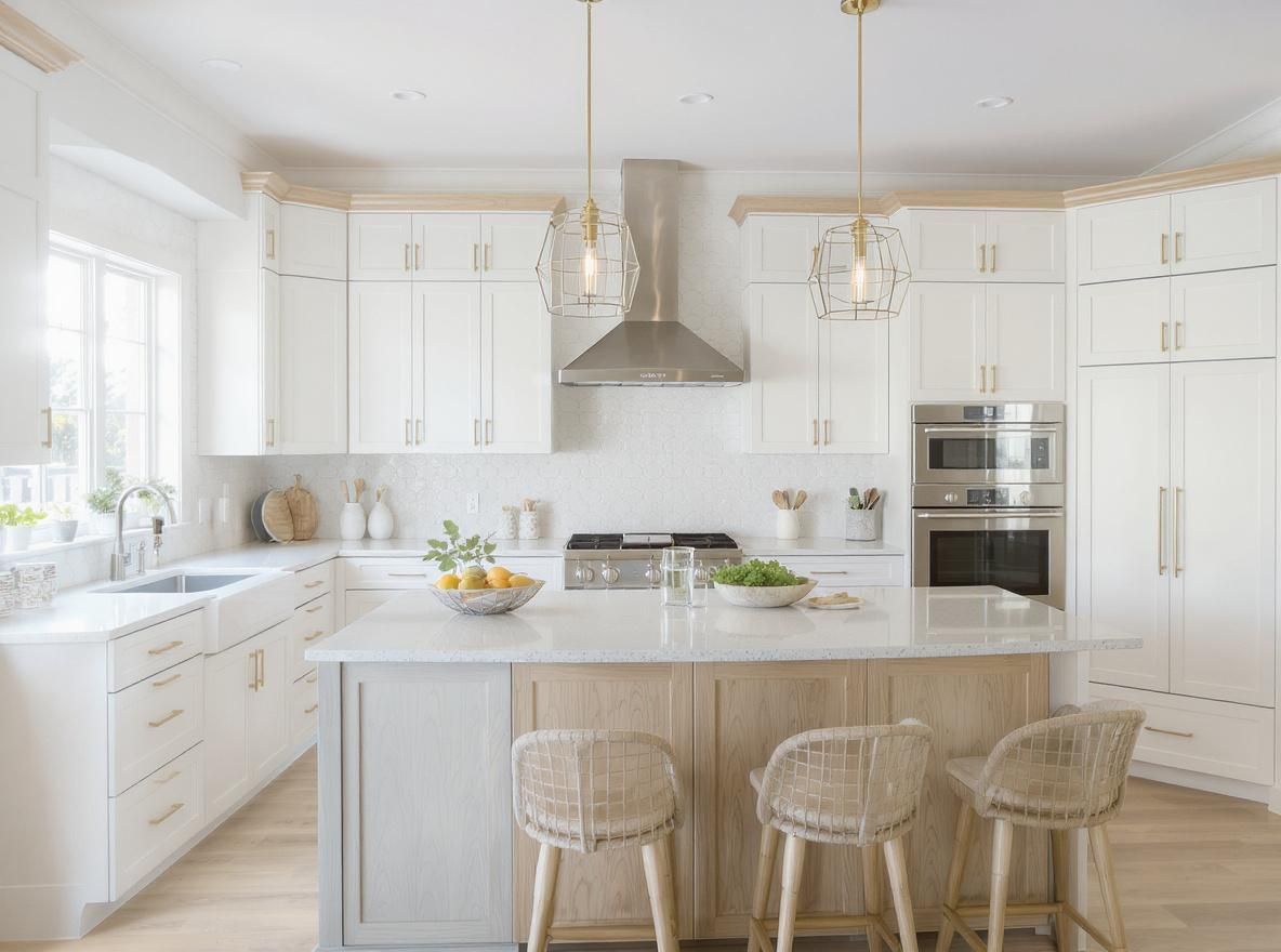 Light colored custom kitchen cabinet design in Sarasota, FL, for a kitchen remodel