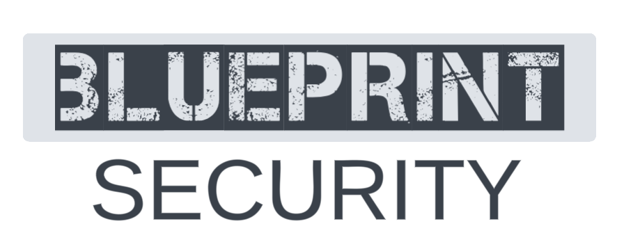 A blueprint security logo on a white background.