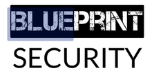 A black and white logo for blueprint security