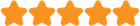 Five orange, five-pointed star shapes in a horizontal row, representing a five-star rating.