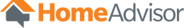 The HomeAdvisor logo featuring a gray house icon with an orange roof next to the text