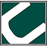 A white u on a green background in a square.