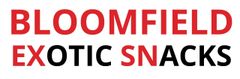 BLOOMFIELD EXOTIC SNACKS logo in red text on a white background