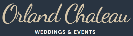 Orland Chateau logo with “Weddings & Events” on a dark background