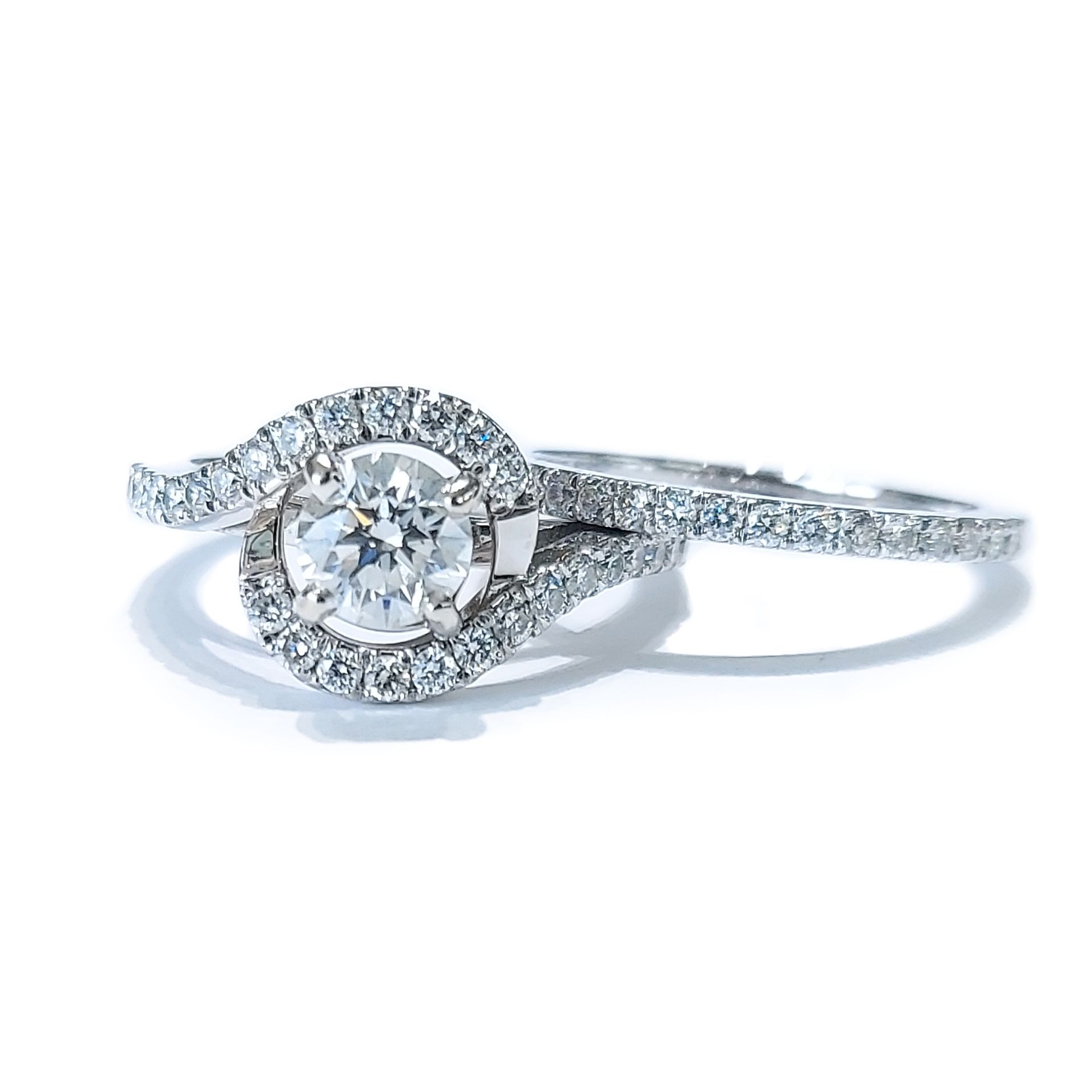 Diamond Halo Wedding Set