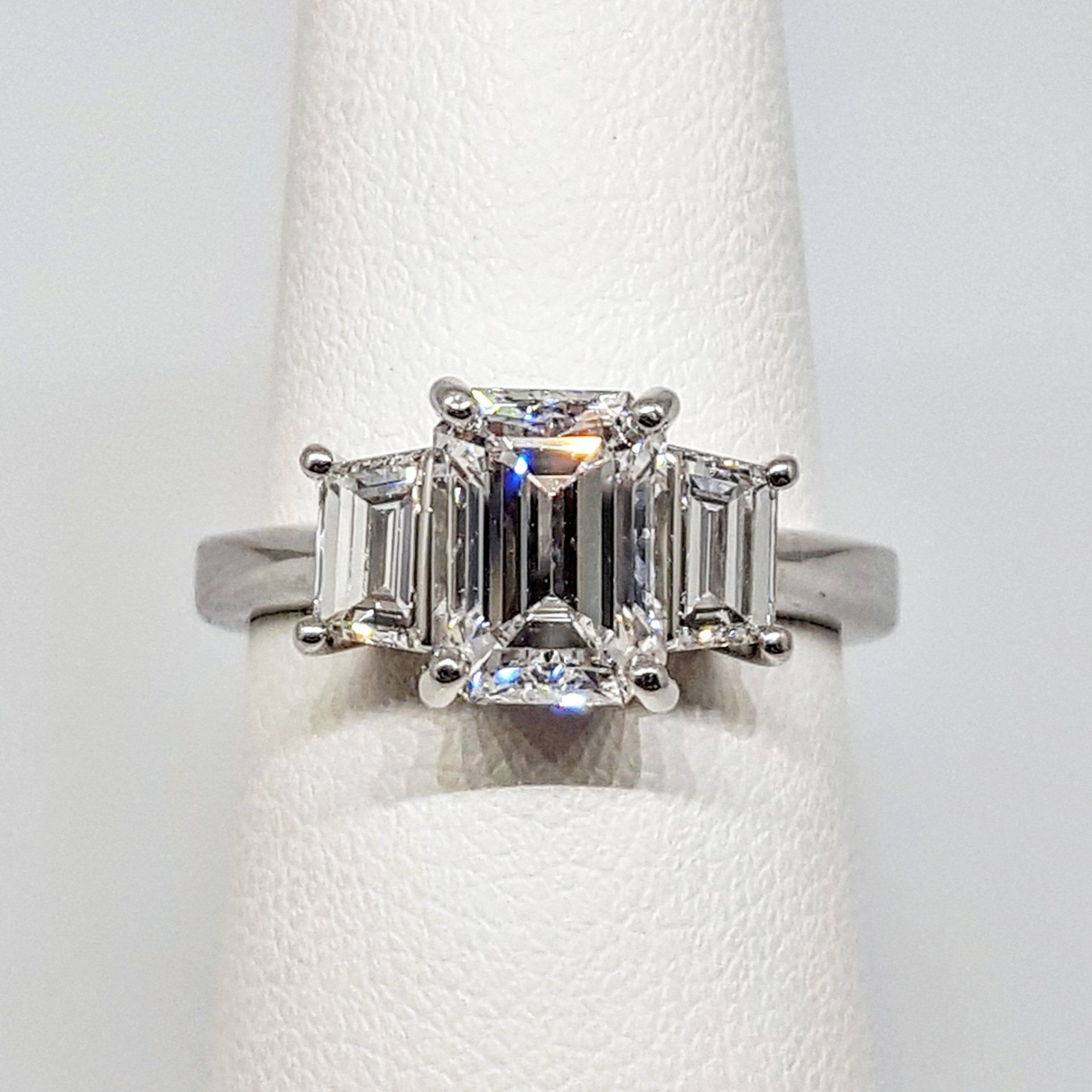 Three Stone Emerald Cut Ring
