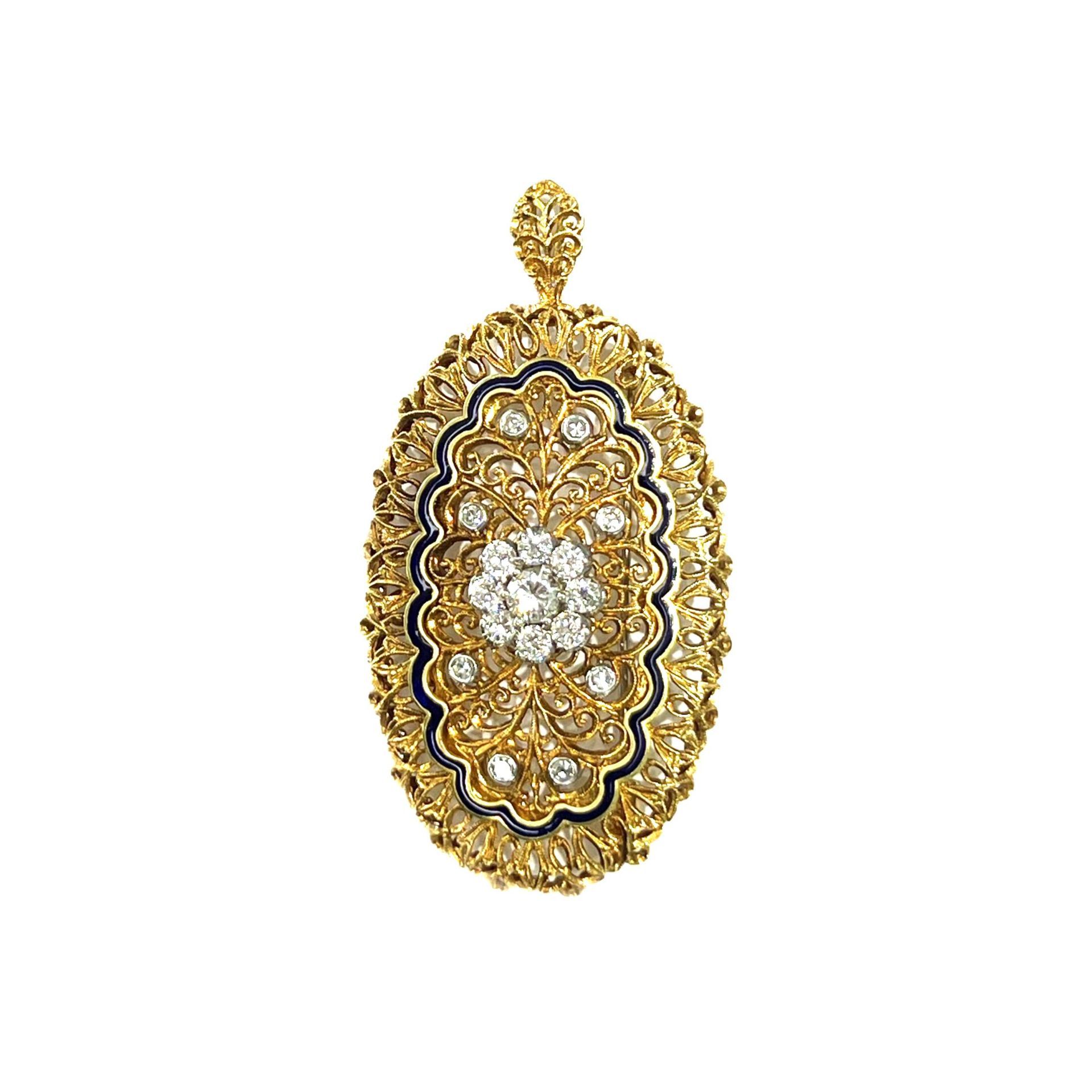 Diamond and Enamel Brooch