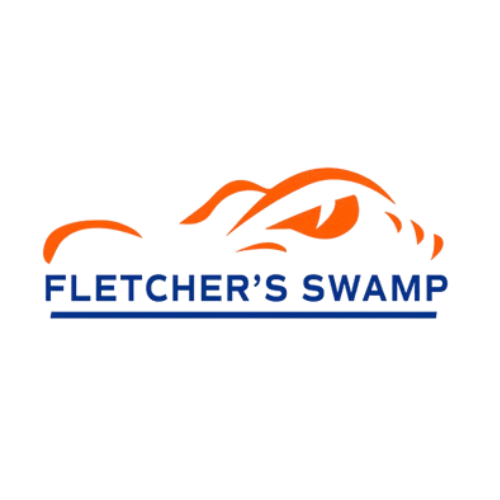 Orange alligator silhouette over 