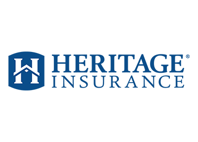 Heritage Insurance logo in blue with stylized white H icon